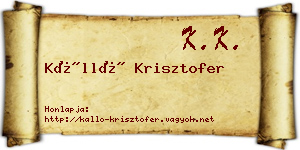 Kálló Krisztofer névjegykártya